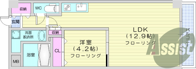 1LDK、モニター付きインターホン、エアコン
