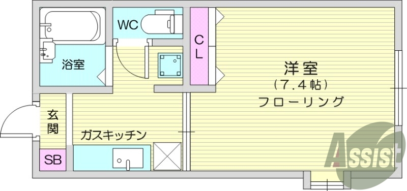 1K　インターネット無料、モニター付きインターホンあり。