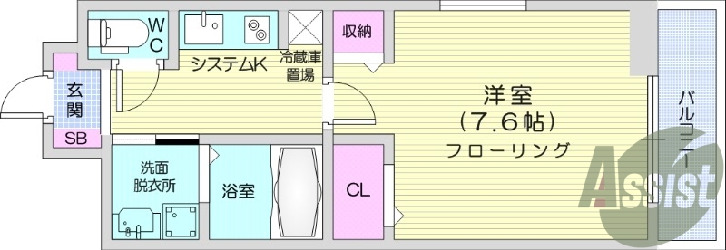 1K、インターネット無料、独立洗面台、エアコン、バストイレ別