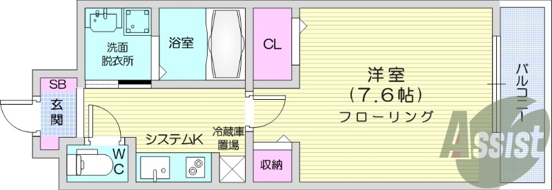 1K、インターネット無料、独立洗面台、エアコン、バストイレ別