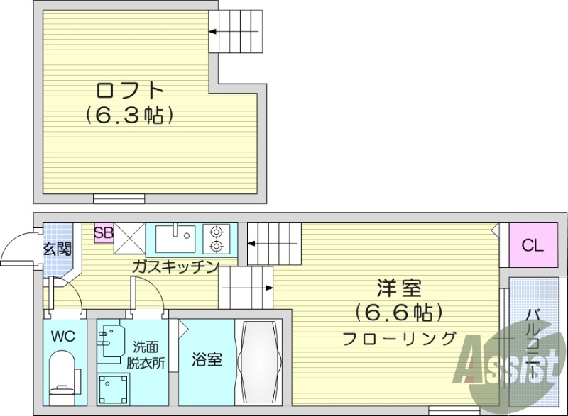 1K、浴室乾燥機、インターネット無料、独立洗面台