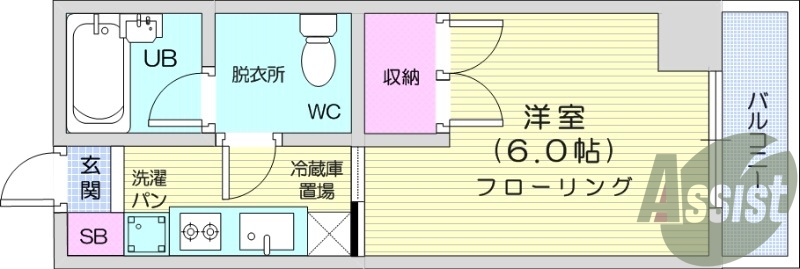 1K、ガスコンロ付き、バストイレ別、エアコン、シャワートイレ