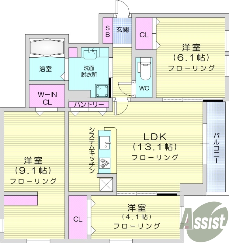 3LDK、ペット相談可、都市ガス、オートロック