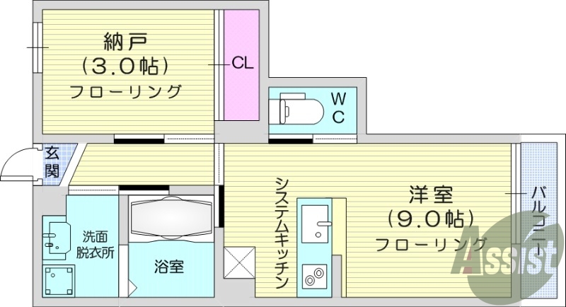 1LDK、浴室乾燥機、追い焚き、宅配ボックス、ネット無料