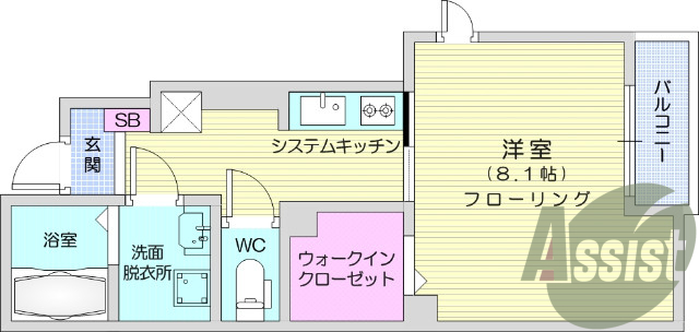 1Ｋ、角部屋、ウォークインクローゼット、インターネット料無料