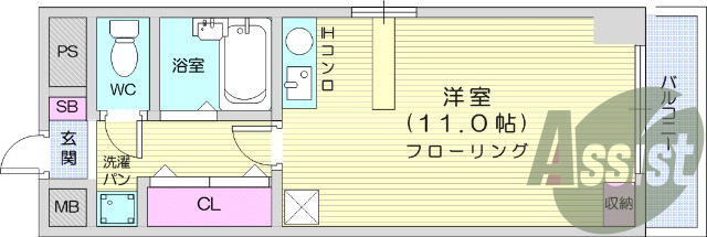 1K、エアコン、バストイレ別、インターホン