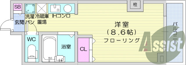 1Ｋ、インターネット無料、エアコン、バストイレ別