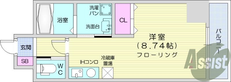 ワンルーム、インターネット無料、オートロック、宅配ボックス付