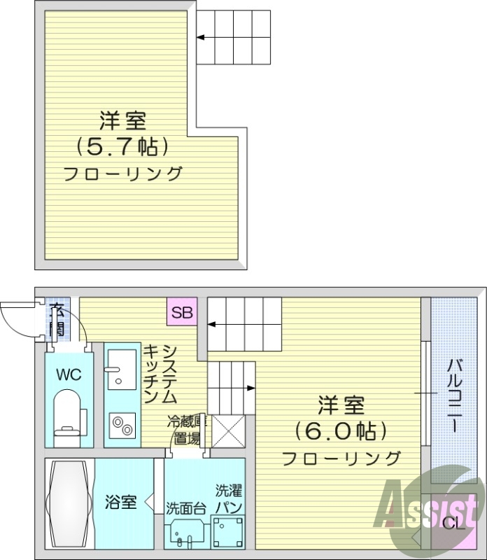 1Kロフト付き、ネット使用料、追い焚き機能あり。