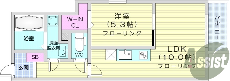 1LDK、ネット無料、システムキッチン、防犯カメラ