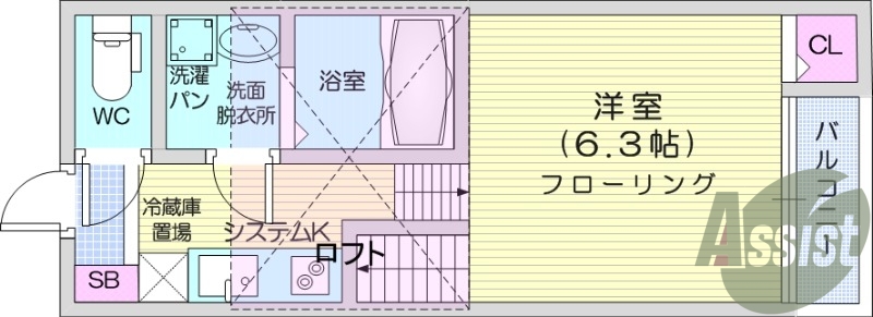 1K、浴室乾燥、追い焚き、システムキッチン、エアコン付き