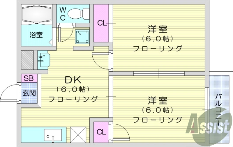 2DK、ペット可、モニター付きインターホン、追い焚き機能