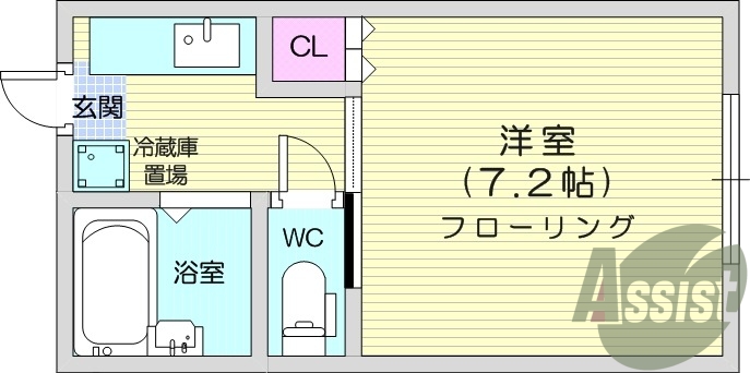 1K、エアコン、バストイレ別、都市ガス、バストイレ別