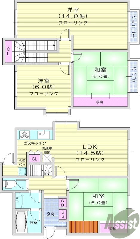 ４LDK、戸建て、システムキッチン、庭、独立洗面台