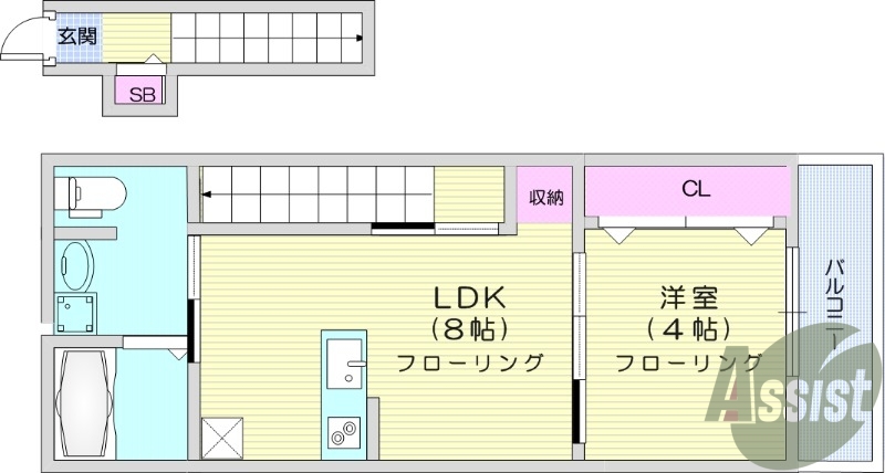 1LDKで荷物の多い単身者にもオススメです