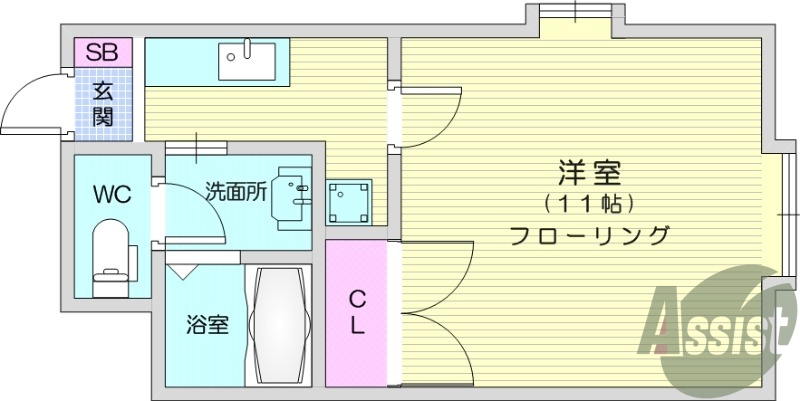 1K、エアコン、角部屋、カメラ付きインターホン