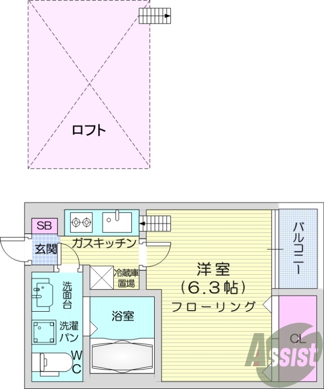 1K、温水洗浄便座、室内物干し、給湯、追い焚き機能、