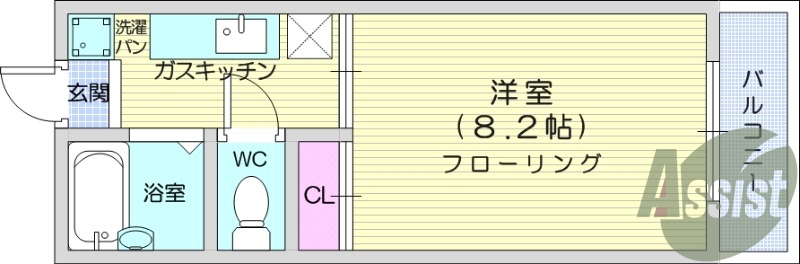 1K、エアコン、室内洗濯機置場、トイレ浴室別、収納