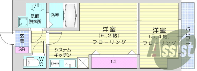 RC造１DK・オートロック・EV有・敷金0円