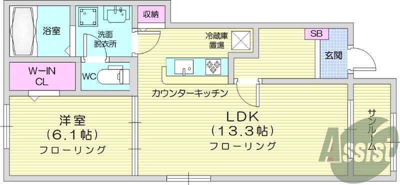 1LDK、追い焚き、宅配ボックス、浴室乾燥、エアコン2台