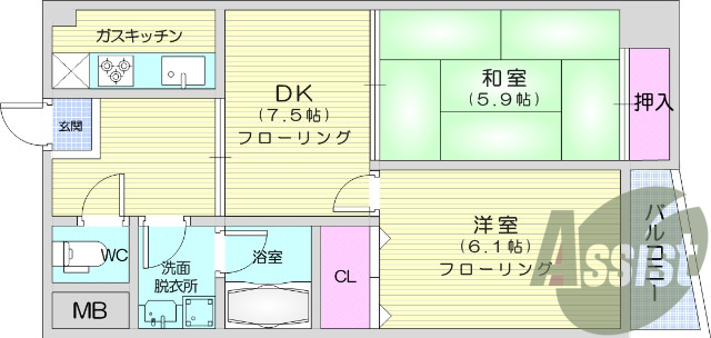 ２DK、エアコン、ウォシュレット、モニターホン