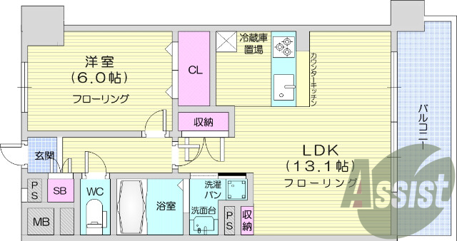 1LDK、オートロック、システムキッチン、ウォシュレット