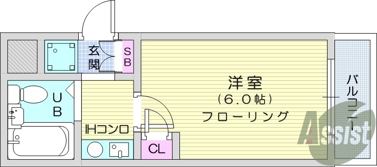 1K　オートロック　都市ガス　IHクッキングヒーター