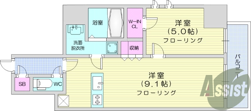 1LDK、システムキッチン、オートロック、防犯カメラ