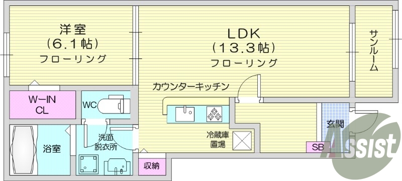 1LDK、追い焚き、宅配ボックス、浴室乾燥、エアコン2台