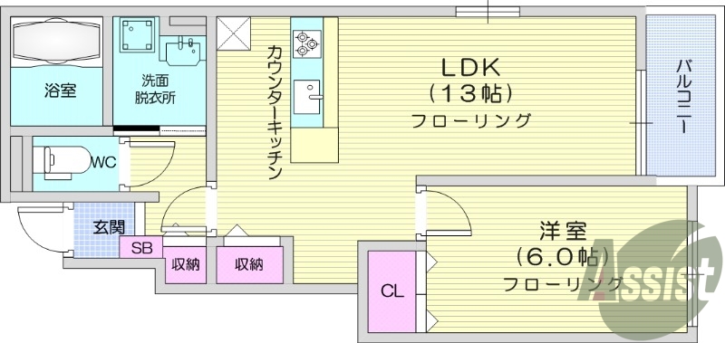 1LDK、エアコン2台、追い焚き機能、浴室乾燥