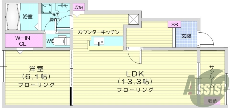 1LDK、浴室1坪以上、IHクッキングヒーター