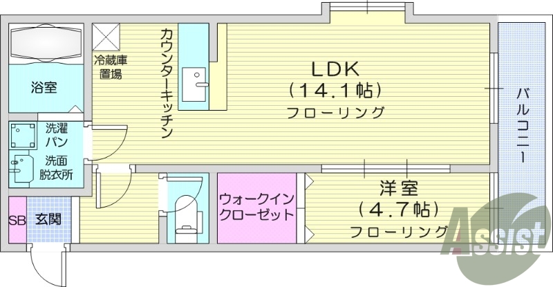 1LDK、追い焚き機能、浴室乾燥機、モニター付きインターホン