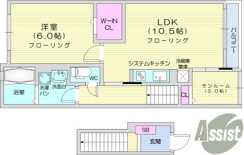 1LDK、浴室乾燥、ネット使用料無料、温水洗浄便座