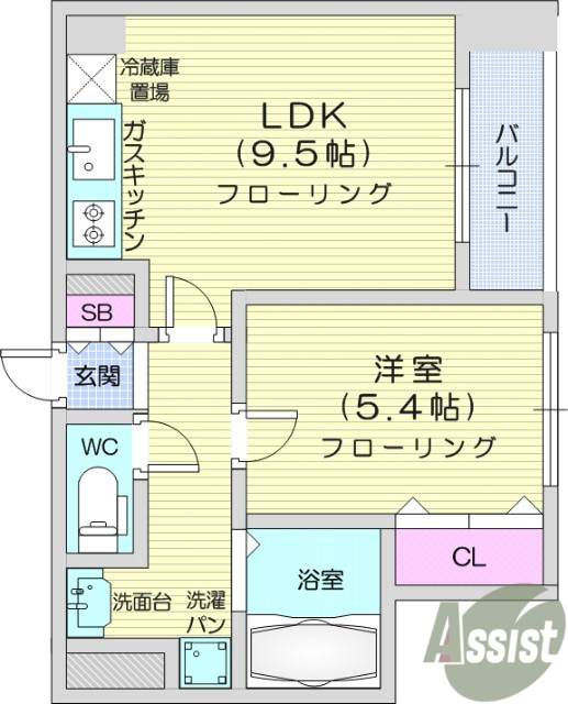 1LDK、給湯器、浴室乾燥機、追い炊き、シューズBOX。