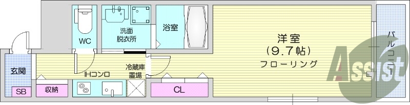 1K、都市ガス、ネット使用料不要、追い炊き機能、浴室乾燥