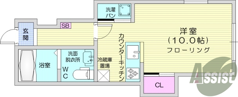 1K、南向き、バストイレ別、独立洗面台、追い焚き機能