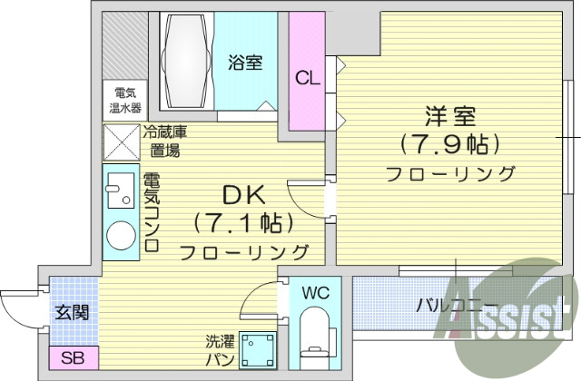 1ＤＫ、オール電化、インターホン、ウォッシュレット