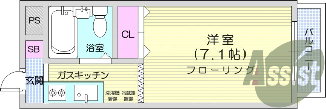 1R、南向き、日当たり良好、モニタ付きインターホン