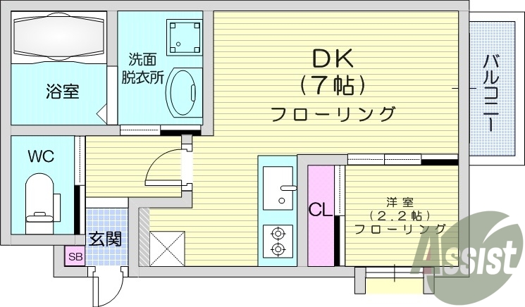 1DK、エアコン、ネット無料、追い焚き、浴室乾燥機