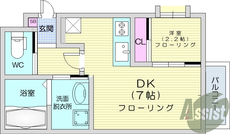 1DK、エアコン、ネット無料、追い焚き、浴室乾燥機