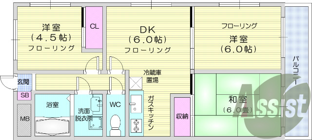3ＬＤＫ、ウォシュレット、エアコン、バストイレ別