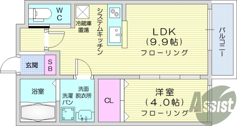 1LDK、浴室乾燥機、インターネット無料