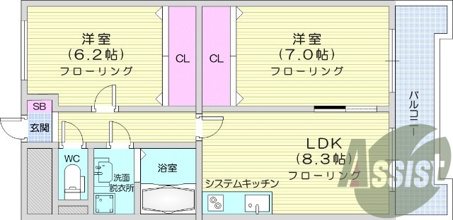 ２ＬＤＫ、オール電化、シャンプードレッサー、独立洗面台