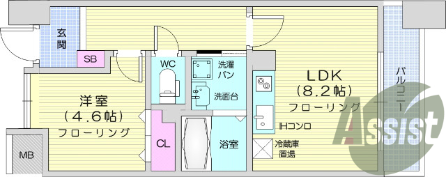 1LDK、システムキッチン、オートロック、浴室乾燥、エアコン
