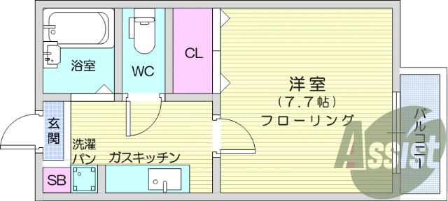 バス、トイレ別、モニタ―付きインターホン、ガスキッチン