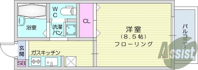 １Ｋ、収納、セパレート、バルコニー、洋室、室内洗濯パン