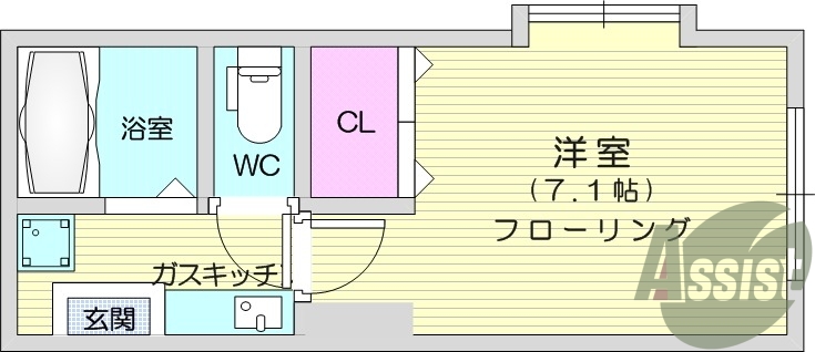 写真は別室です。バス・トイレ別、洗濯機置き場室内、エアコン付