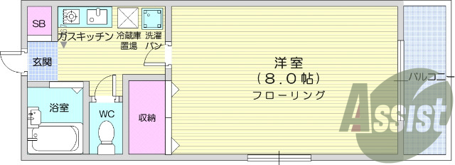 写真は別室です。１K、洋室8帖、モニター付きインターフォン