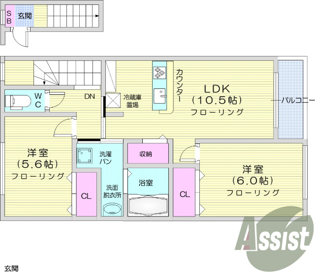 写真は別室です。2LDK　デジタルキー・モニターホンで安心。