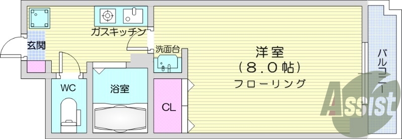 写真は別室です。１Ｋ、バルコニー、ガスキッチン、クローゼット